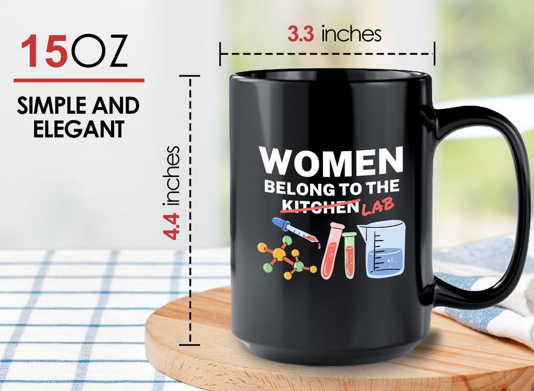 Med Laboratory Professionals Coffee Mug 15oz Black -Women Belong In The Kitchen Lab - Doctor Pharmacist Nurse Pediatrician Lab Scientist Lab Assistant Biologist Microbiology