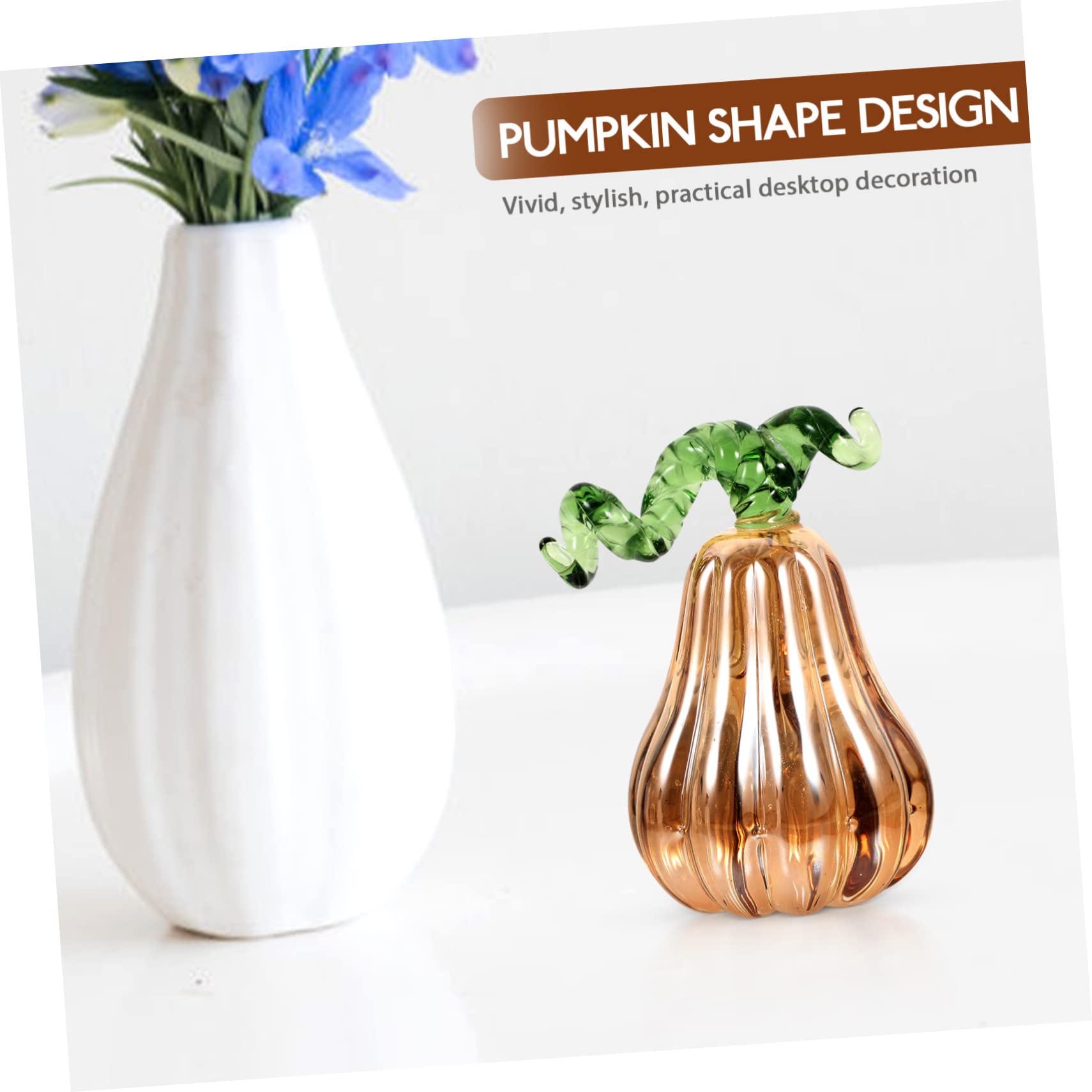 Yardenfun Crystal Pumpkin Ornament Thanksgiving Fall Decoration Thanksgiving Pumpkin Decorations Glass Hand Blown Pumpkins Crystal Pumpkin Sculpture Pumpkin Statue Crystal Glass Autumn Fruit