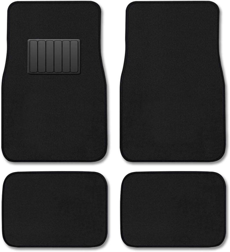 (Incompleto)CarsCover Premium Quality Carpet Vehicle Floor Mats 4-Piece Black Carpet Vehicle Floor Mats with Vinyl Heel Pad Driver Passenger and Rear Floor Mats