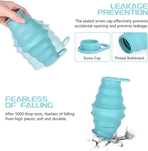 Miniatura 10 de Nefeeko Botella de agua plegable, reutilizable, sin BPA, de silicona, plegable, para viajes, gimnasio, camping, senderismo, botella de agua portátil