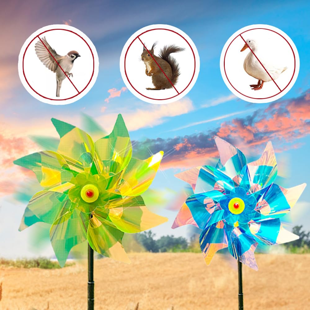 Bird Repellent Reflective Windmill,Sparkly Foil Windmills Reflective Birds Deterrent,Scare and frighten Birds,pigeons deterrent (C-5pcs) - Image 3