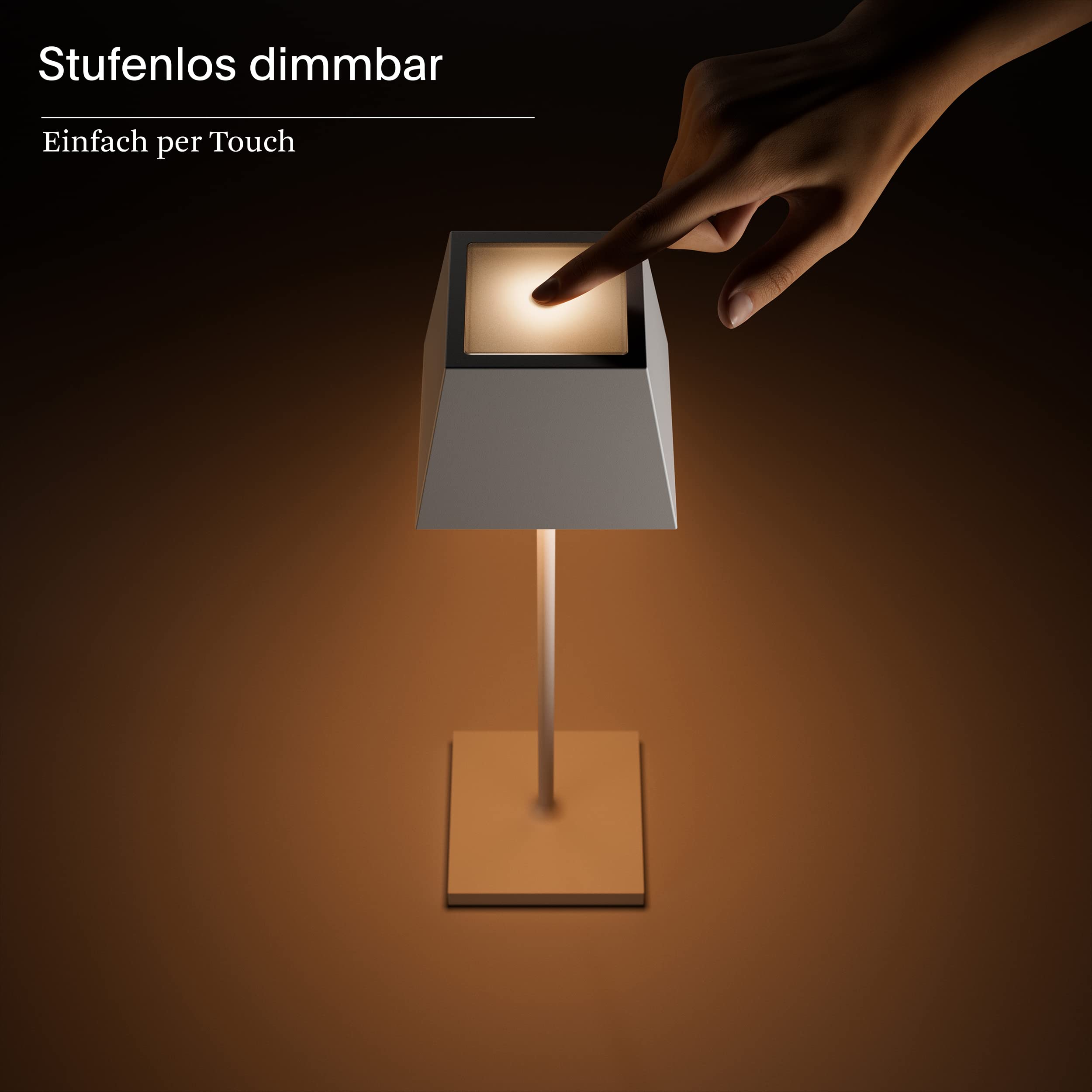 SIGOR Nuindie 1.0 eckig LED Akku-Tischleuchte, graphitgrau | Dimmbar • Indoor & Outdoor • IP54 • 37 cm • Easy Connect • 12 h Leuchtdauer