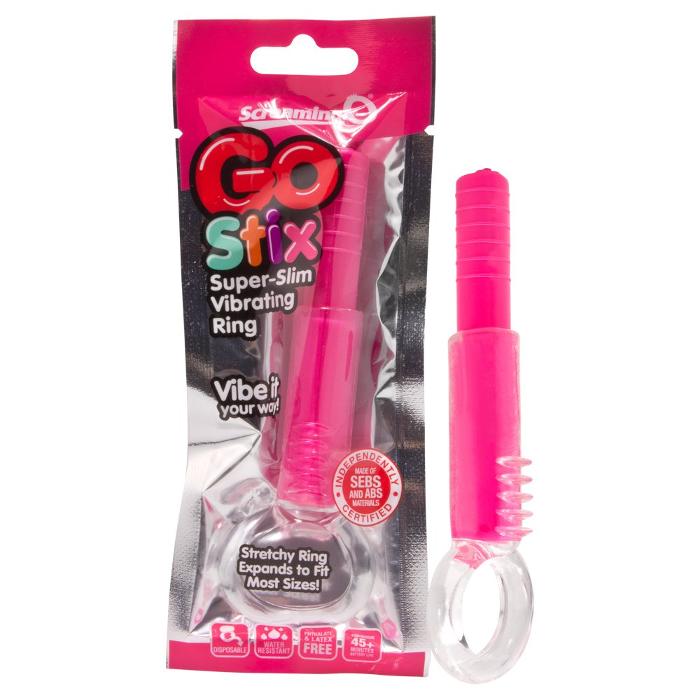 Screaming O Strawberry Go Stix Super Slim Disposable Vibrating Bullet with Ring