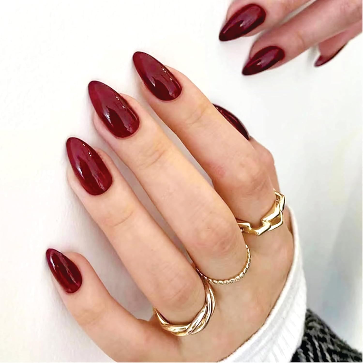 Wine Red Stick On Nails - 24 Pcs, Pure Color Artificial Nail Extension Press on Nails, Artificial Nails With Glue Stickers, Nail File & Wood Stick - Reusable & Unbreakable-picture-32