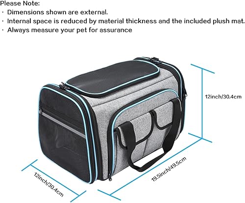 Miniatura 3 de Porta mascotas aprobado por aerolíneas. Grande, laterales suaves, porta mascota aprobado por la TSA. Transportador expandible y plegable de 4 lados,