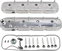 Vista 13 de Cubiertas de válvula de aluminio con agujeros, pulido retro con aletas compatibles con motores Chevy SBC 58-86 de bloque pequeño 283 305 327 350 400