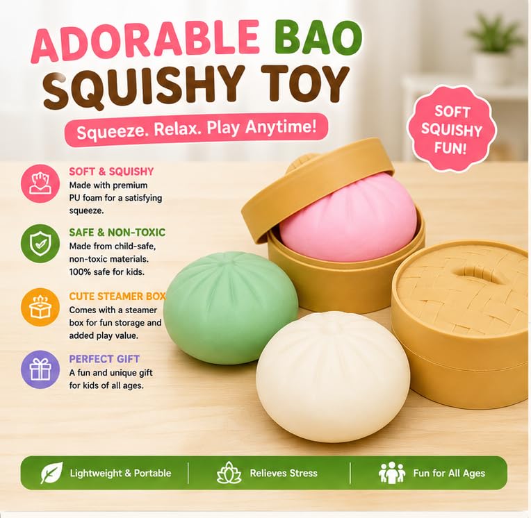 Image of Stress Relief Toy with Mini Steamer Box Soft Squishy Stress Ball, Slow Rising Sensory Squeeze Toy with Storage Case, Anxiety Relief Fidget Toy for Children, Teens & Adults