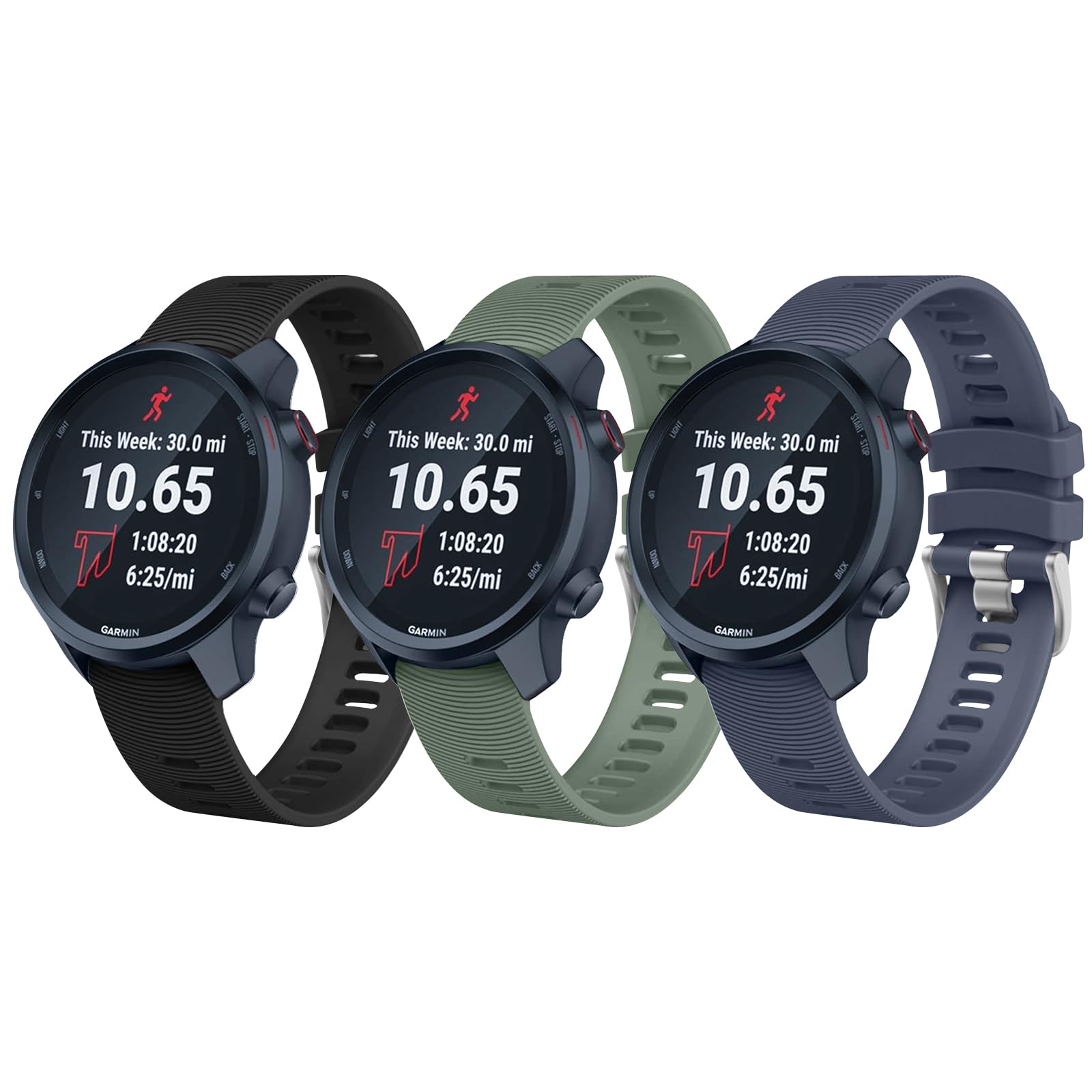 Strap for Garmin Forerunner 245 645, 20mm Width Replacement Silicone Watch Bands for Garmin Forerunner 55/158/245 Music/645 Music — image 1