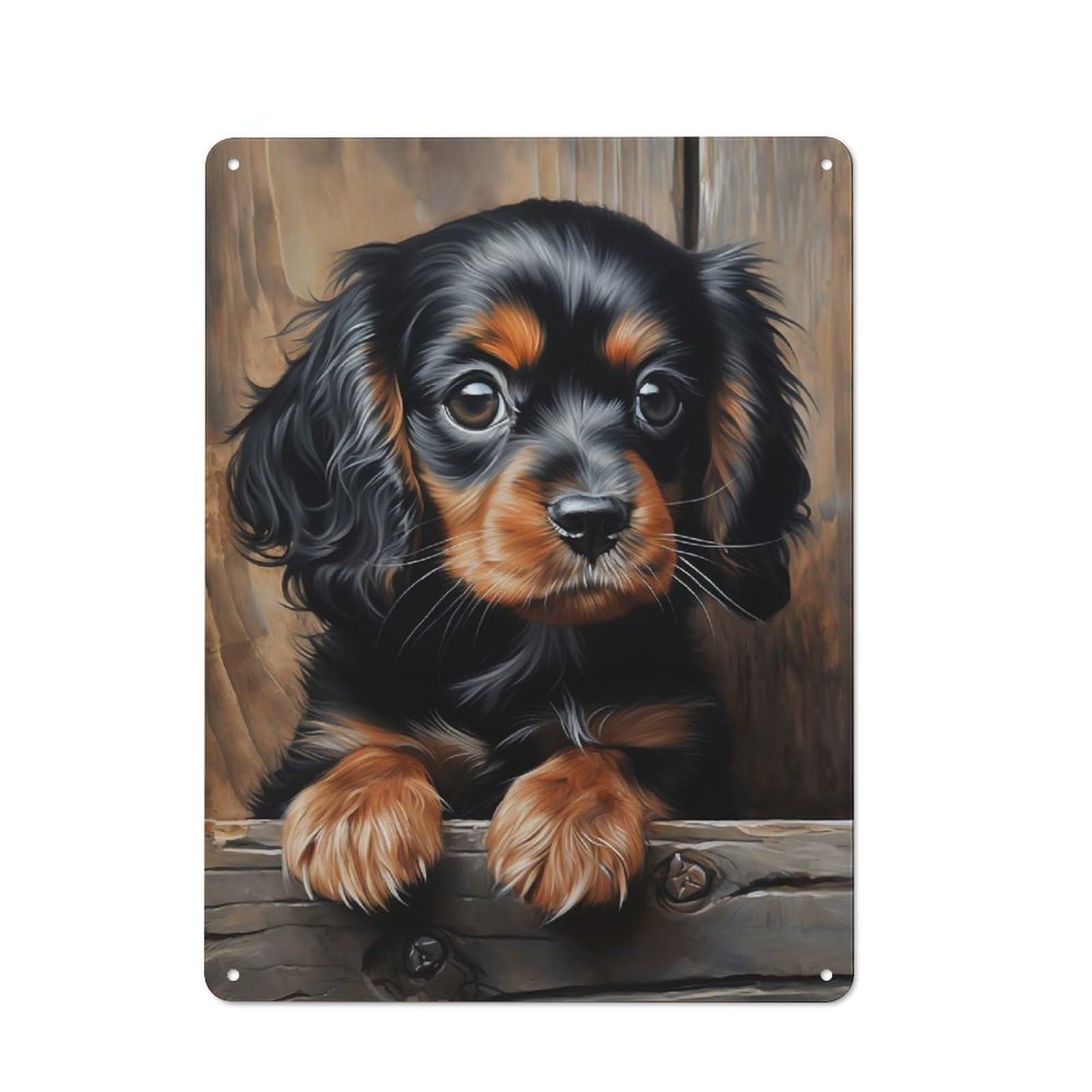 Cavalier Puppy Vintage Metal Sign 40x30cm for Living Room Wall, Gift for Home Wall Decor Collectors during The Christmas Season