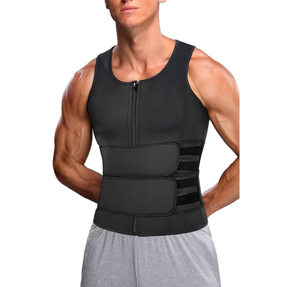 Men's Sweat Sauna Waist Trainer Zip Vest Weight Loss Top Neoprene Body Shaper US