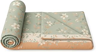 Super Premium Quilt Cover Double Bed with Zipper Blanket Cover/rajai Cover/Comforter Cover/Duvet Cover King Size Soft Cotton Breathable Skin Friendly Stuff 90x100 Inches, Color- Beige and Green-picture-15