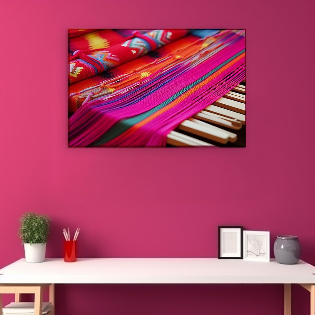 Canvas for Living room. Weaving Wonder: The Artful Intersection of Color and Craftmanship, 27 x 18 inch Canvas Wall Art - Modern Home Decor - 69x46 cm (27x18 inch)