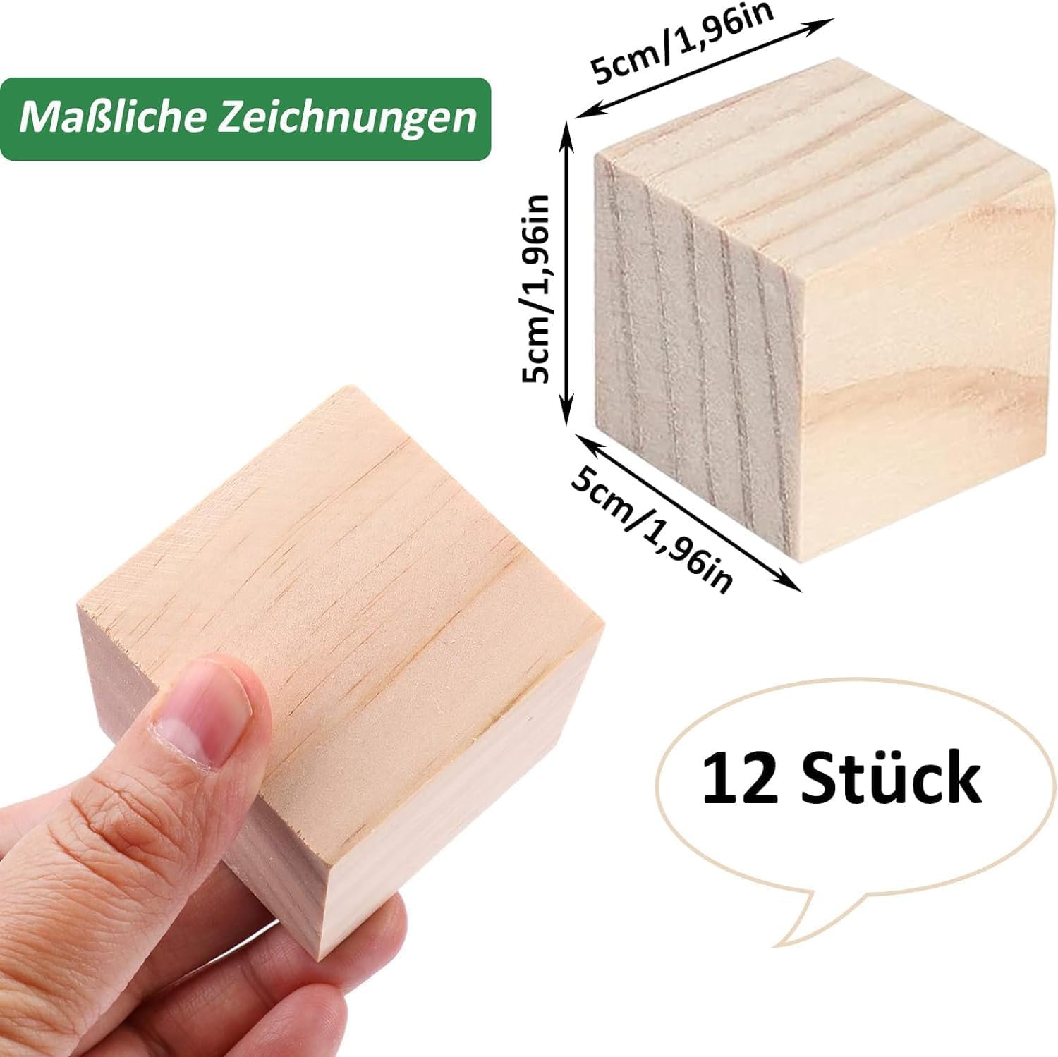20 Stück Holzwürfel 5x5x5 Cm – Naturbelassen, Glatt, Aus Lindenholz, Für Basteln, Malen, Schnitzen