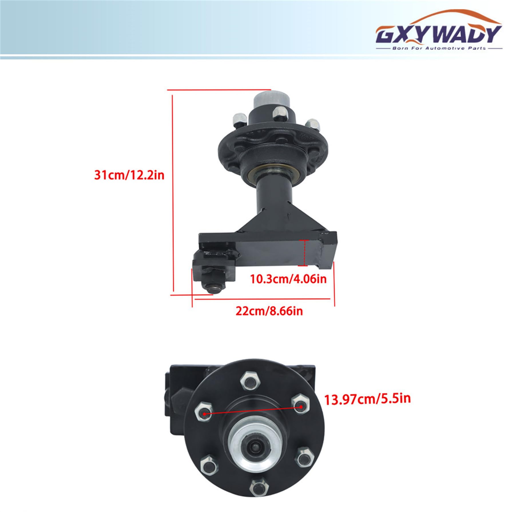 GXYWADY 6 x 5.5 Lug Container Hub Bearing Housing with Spindle Without Handle with Rubber Dust Cover 2Pcs