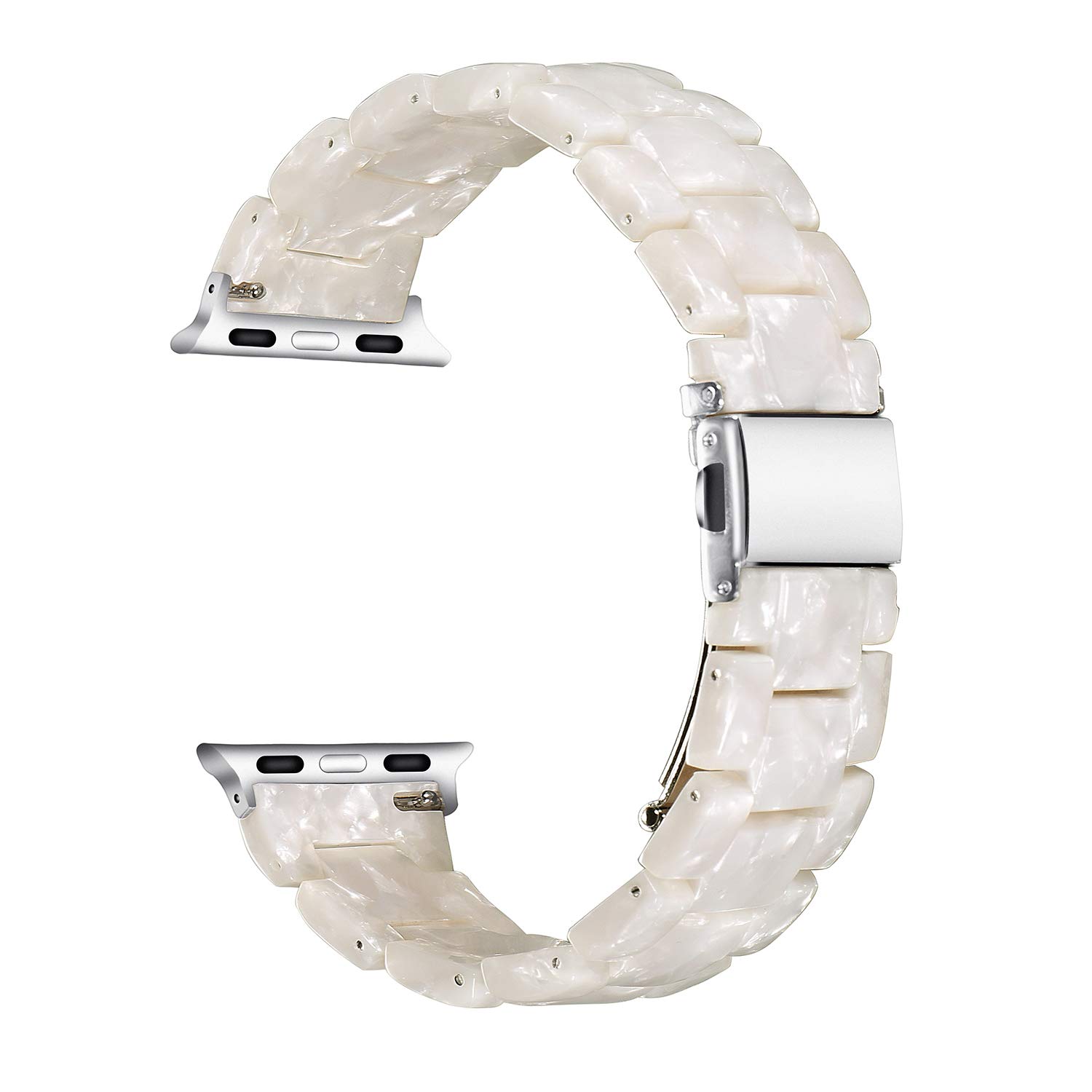 Wongeto Compatible with Apple Watch Band 38mm 40mm 41mm Womens for iWatch SE Resin Wristbands Replacement Dressy Bracelet Strap Series SE,8 7 6 5 4 3 2 1 (Pearl White, 38/40/41mm)