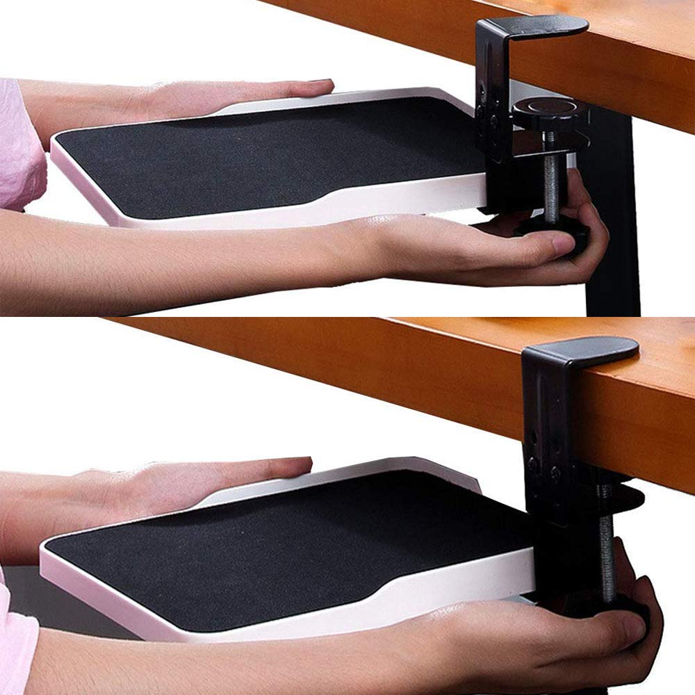 Supporto per mouse con morsetto da posizionare sotto la scrivania, con morsetto per piattaforma per mouse, ergonomico, estraibile (nero)