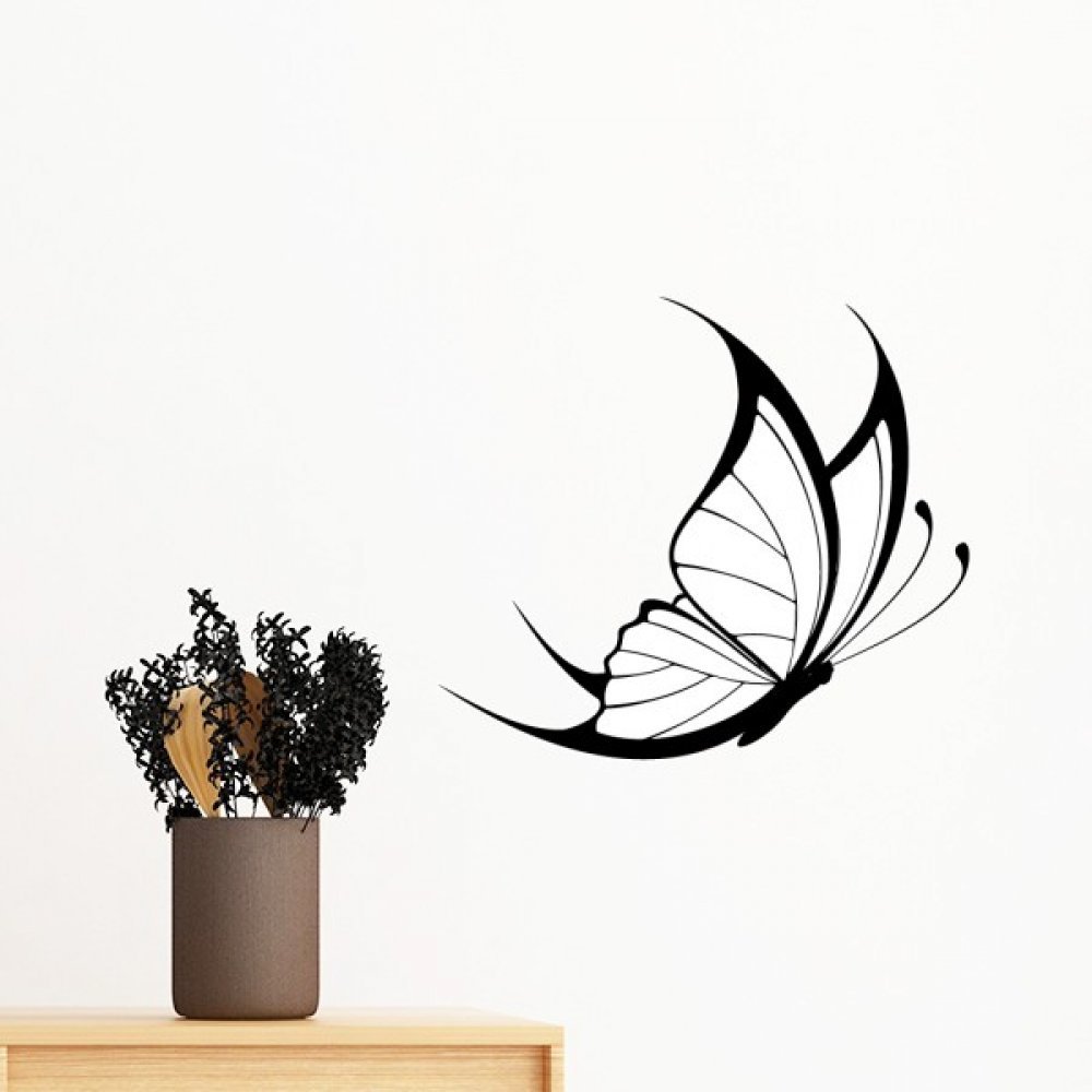 Papillon amovible sticker mural noir 40cm pour décoration vintage