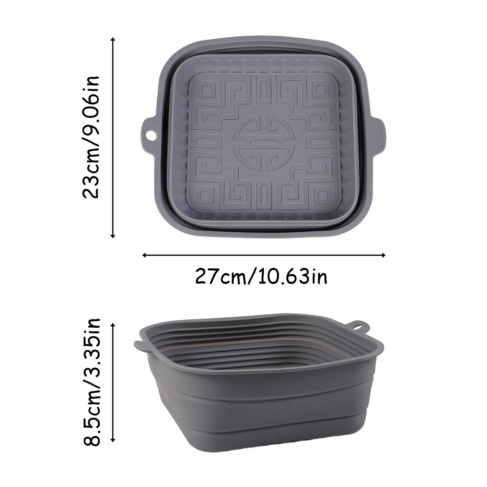 Fchil Collapsible Silicone Bowl for Camping, 170oz Silicone Foldable Salad Bowl, Portable Camping Travel Container for Outdoor Hiking Storage Mixing, Grey(QY102)