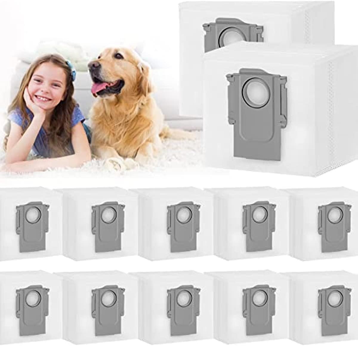 12 Pack Dust Bag Compatible with Roborock S7 MaxV Ultra, S7 Pro Ultra, Q5+, Q7+, Q7 Max+ Robot Vacuum Cleaner, 3L Large Capacity Disposable Bag Replacement for Roborock S7 MaxV Ultra Accessories