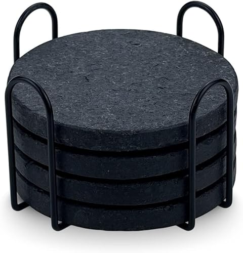 Roderick talks, Posavasos de basalto con soporte, juego de 46, ampliamente adecuados para tazas y botellas, protección de mesa, regalo ideal para