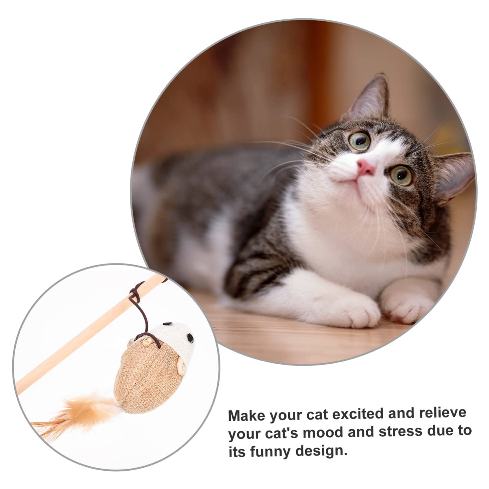 ibasenice Jouet Chat Interactif Forme De Chaton avec Clochette Bâtonnet Amusant Portable pour Chat