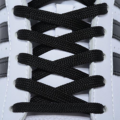 Flat Shoelaces 1/4" Wide Shoes Lace (2 Pair) - Wide Shoelaces - Flat Shoe Laces for Sneakers and Shoes (45" inches (114 cm), Black) - 1