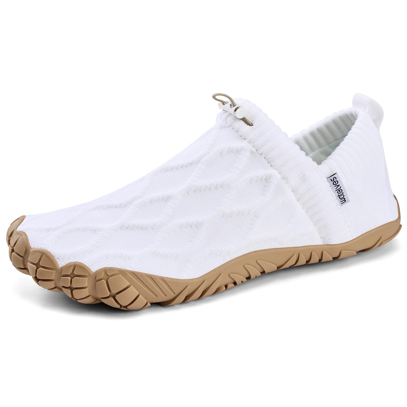 Photo 1 of WateLves Barefoot Water Shoes Women Men Minimalist Comfortable Walking Shoes Beach Outdoor Running Sneakers (White/Brown,37)
