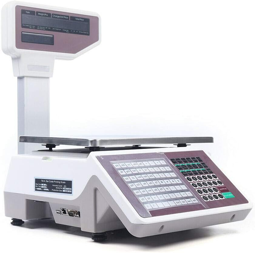 Commercial Digital Price Computing Scale with Thermal Label Printer, Electronic Weight Scale,Digital Scale Food Retail Store, Scale for Supermarket, Product Package Scales LCD Display 66lb Capacity