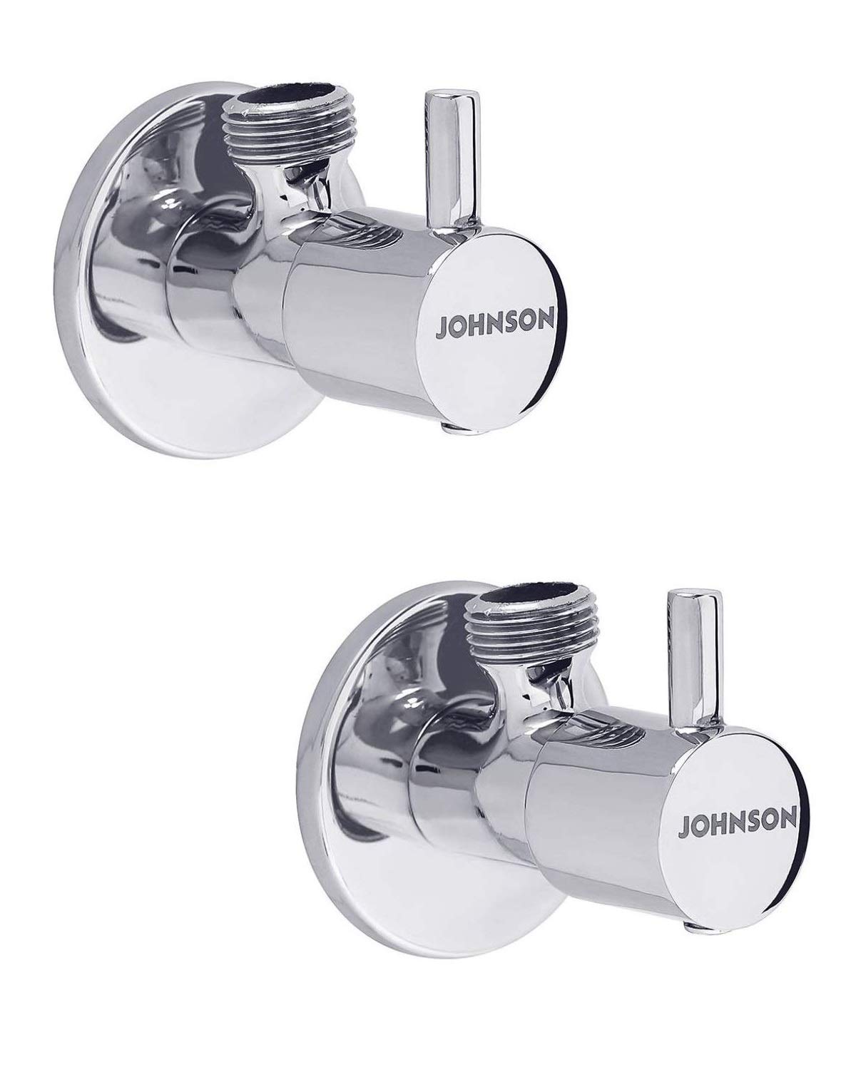 JOHNSON Ruby Brass Angle Valve, Stop Cock with Wall Flange || 10 Year Warranty || Chrome Finish (2 Pieces)