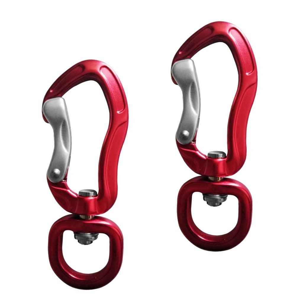 2pcs/set Swivel Carabiner Clip 360 Rotatable Spinner Hook Bent-gate Red