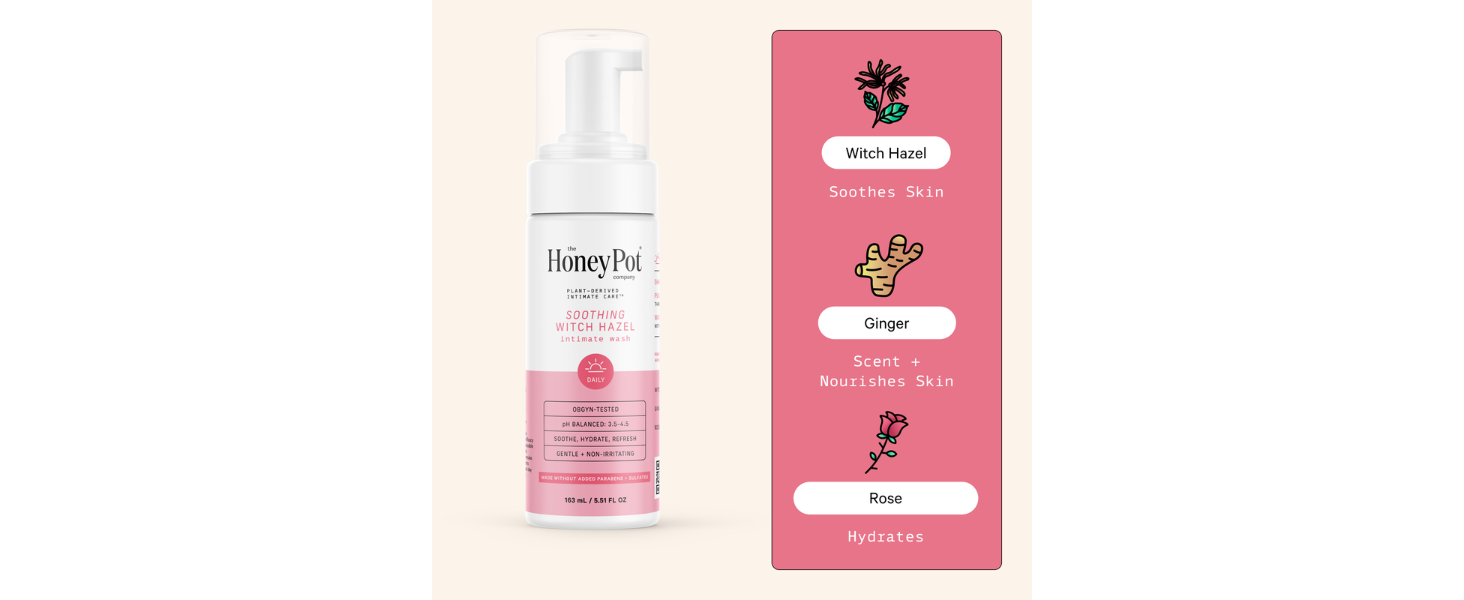 The Honey Pot Company - Postpartum Essentials Bundle - 48ct Postpartum Pads, Witch Hazel Feminine Wash, 20ct Witch Hazel Feminine & Hemorrhoid Wipes