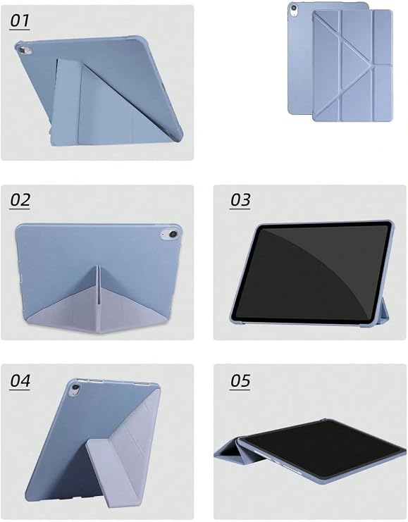 Fogy Ipad (A16) 2025 ile Uyumlu Üçgen Kalem Bölümlü Standlı Uyku Modlu Akıllı Kılıf A3355, Pudra Pembe