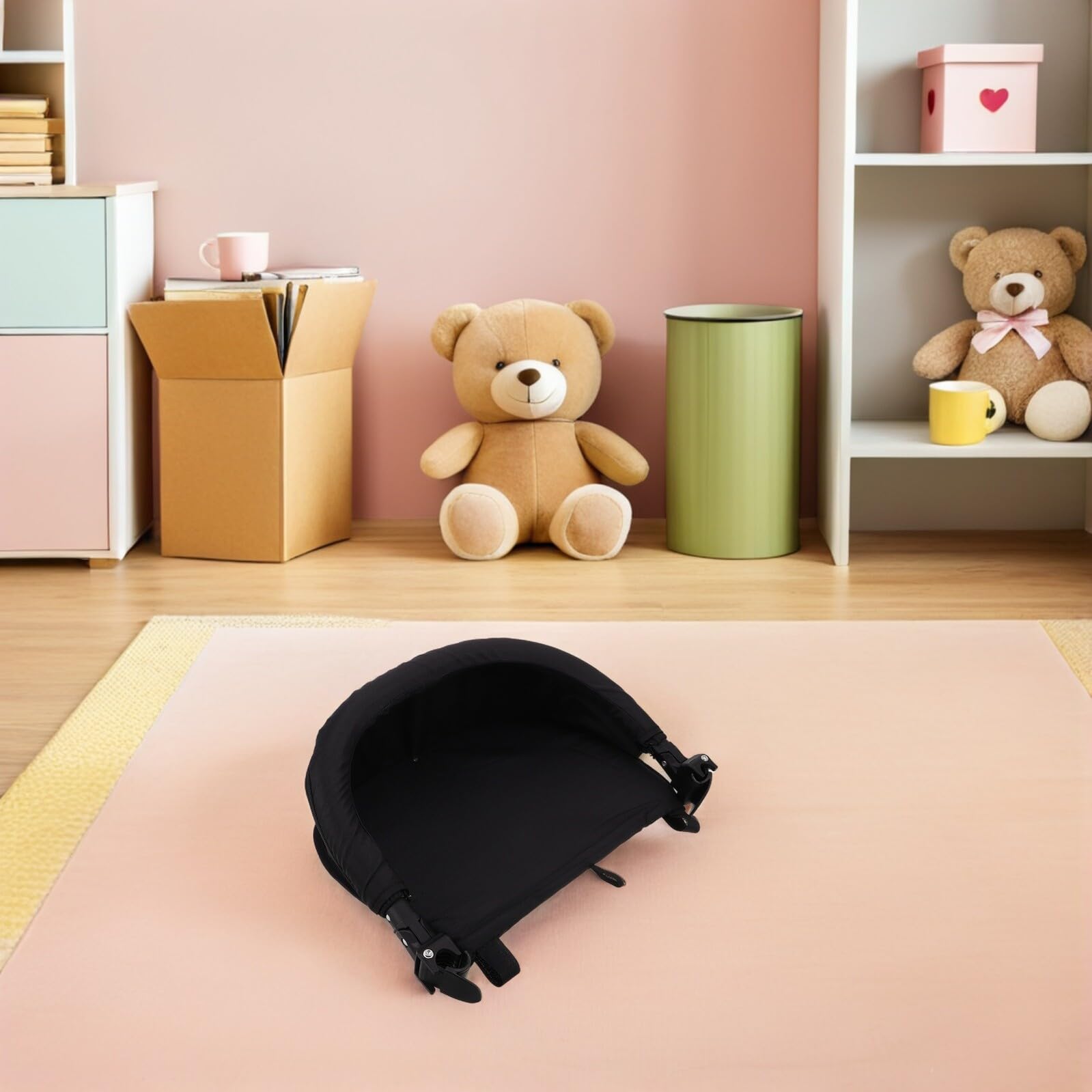 Höhenverstellbare Kinderwagen Beinstütze für Babys, Schwarz | Klappbare Neigung, Oxford Gewebe, Passend für Buggy und Pram, als Zubehör für Säuglinge