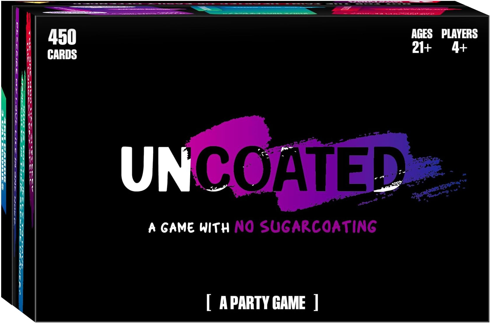 Uncoated Party Game For Adults Ages 21+ - Hilarious,Social & Interactive Card Game For Game Night,Pre Games,Parties,& Gatherings,4+ Players,450+ Cards,Unfiltered Fun & No Sugarcoating