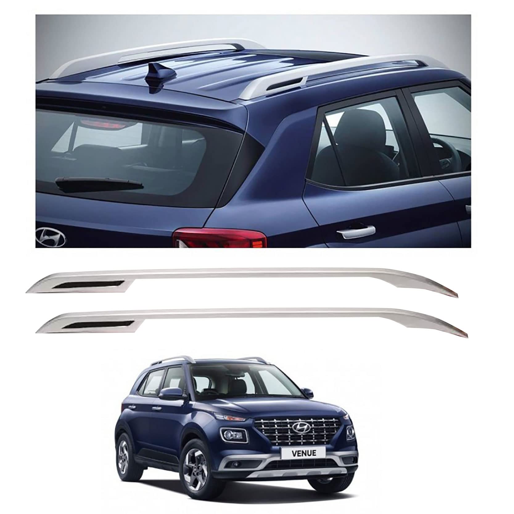 Auto Pearl ABS Roof Rails with 3M Adhesive Tape compatible with Venue (Set of 2)-image-39