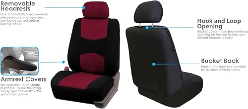 Miniatura 8 de FH Group FH-FB050115 + F14407 - Juego completo de fundas de asiento de automóvil de tela plana con alfombrillas de suelo de primera calidad para la