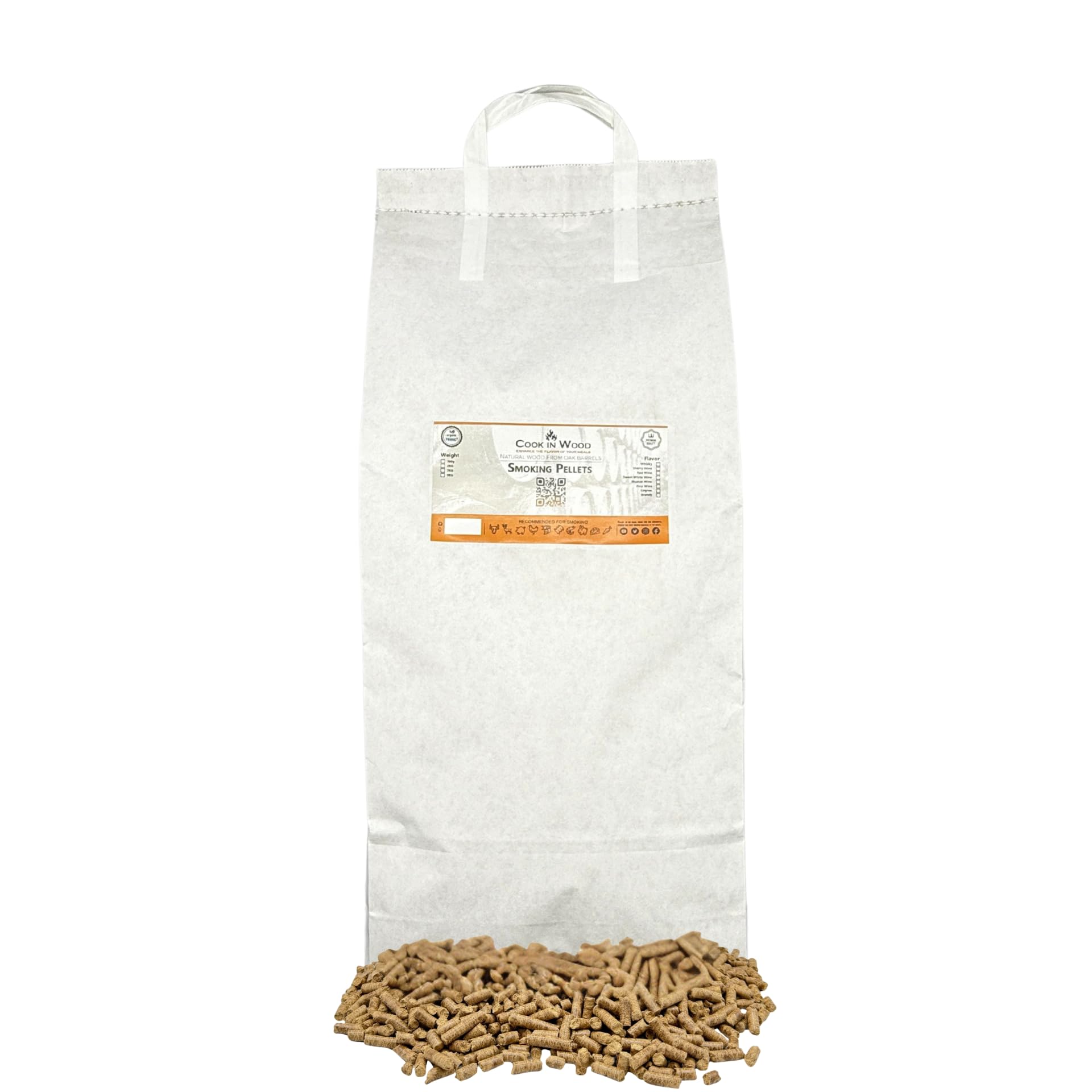 Pellets de Madera Sabor Vino Fino 9 kg – Cook In Wood – para BBQ, Parrilla y Ahumado