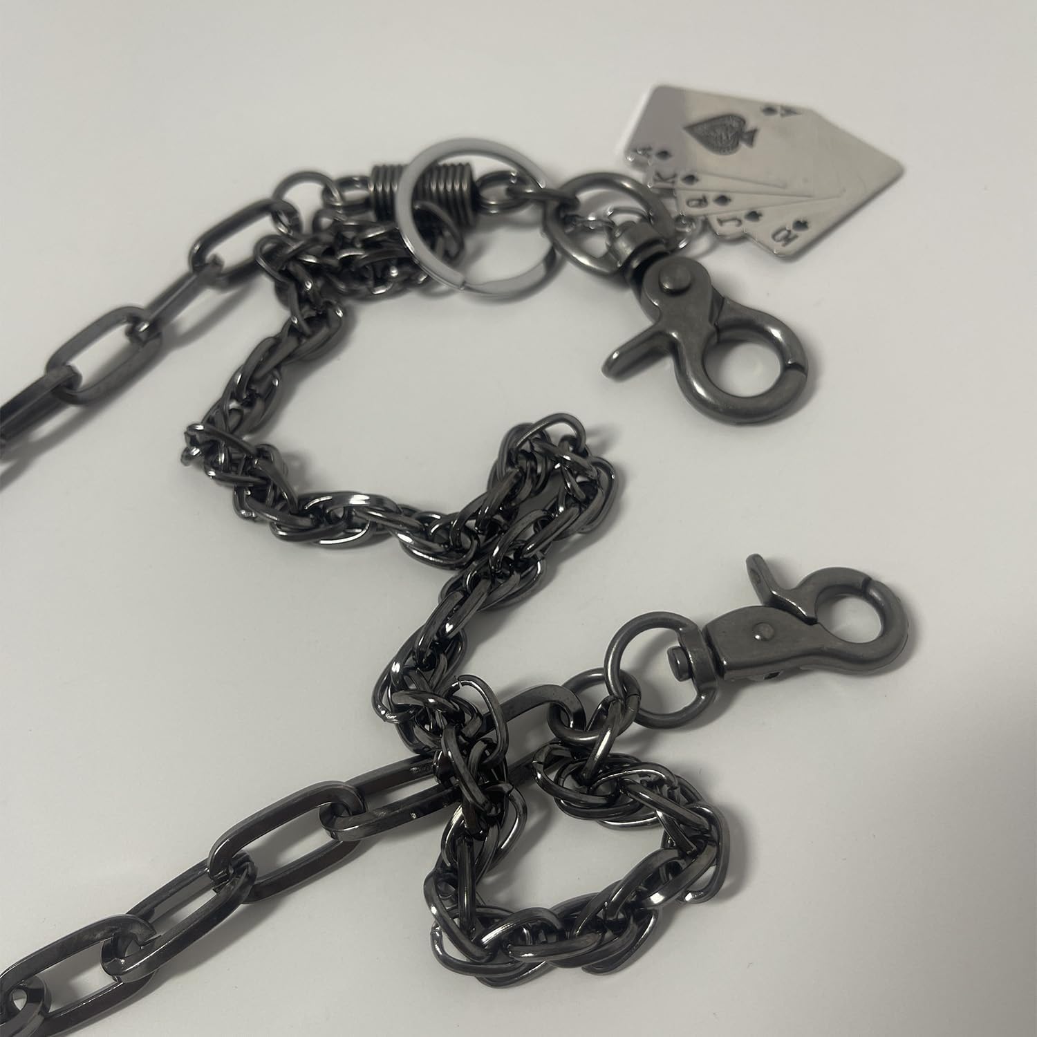 Double-Layer Jeans Chain with Poker Pendant - Gun Black Punk Hip-Hop Pants Chains Decoration, Wallet Chain Streetwear Clothing Accessory for Men Women - Image 7