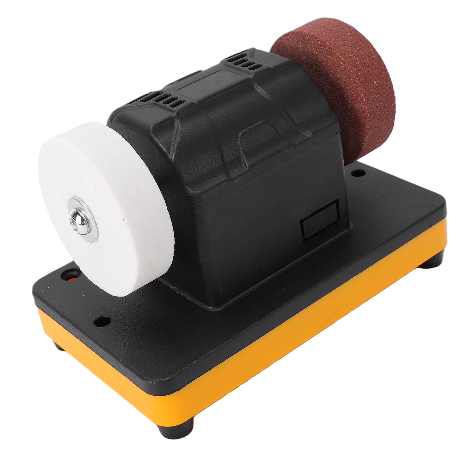 GOWENIC Mini Smerigliatrice da Banco 2000-6000 Giri/min Doppia Mola per Affilatrice a Batteria 18V 3 Pollici Giallo