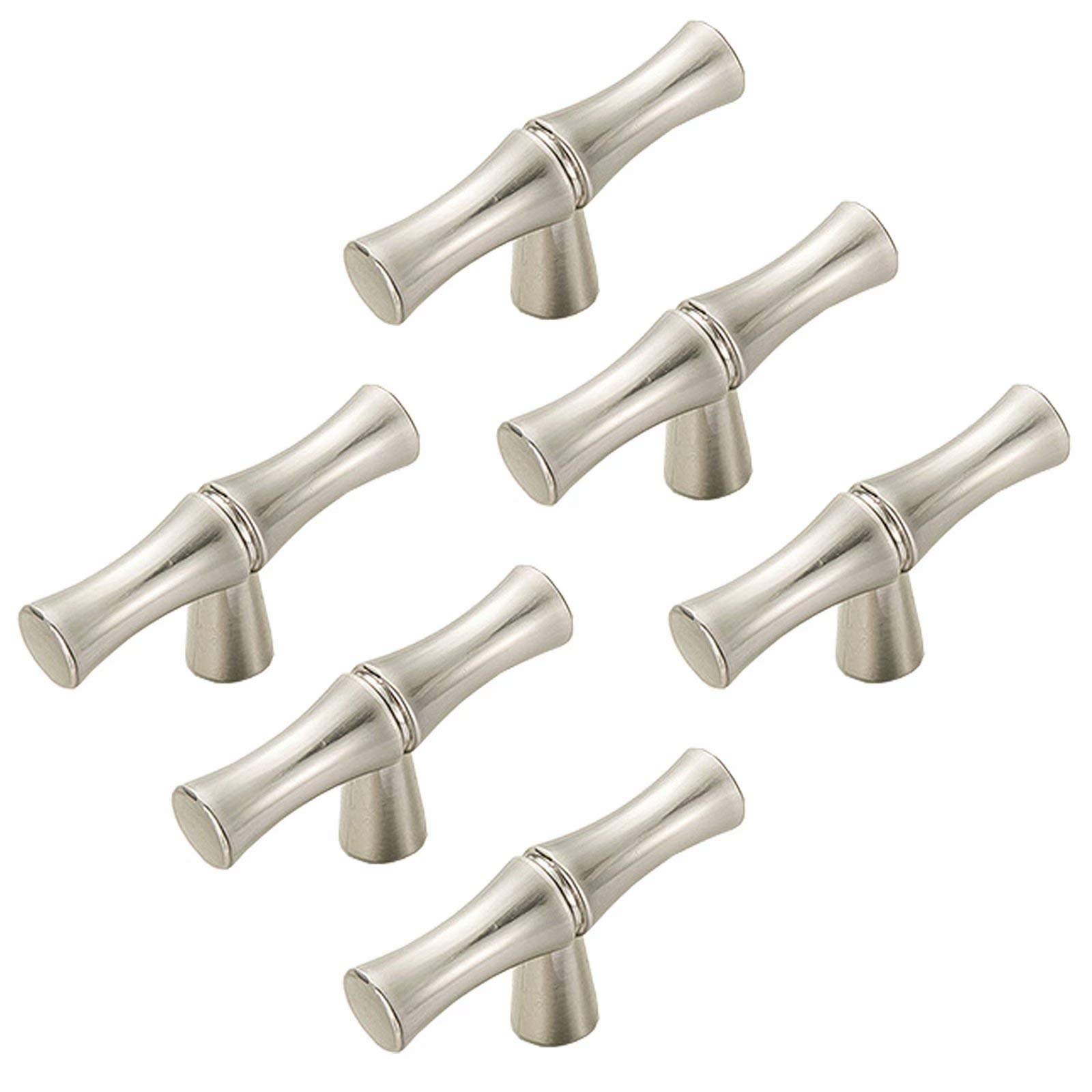 Fbshop(Tm) Nickel Brushed 6Pcs Modern Creativity Bamboo Shape Cupboard Door Knobs, Zinc Alloy Retro Furniture Handles Pull Knobs For Drawer Cabinet Wardrobe Kitchen Decoration Farmhouse Style