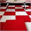 12 Pcs Interlocking Carpet Tiles, Plush Foam Square Floor Mats Set, Puzzle Floor Mat For Living Room, Bedroom And Hard Floor, 12 Tiles/12 Sq.Ft(Color:Red+White)