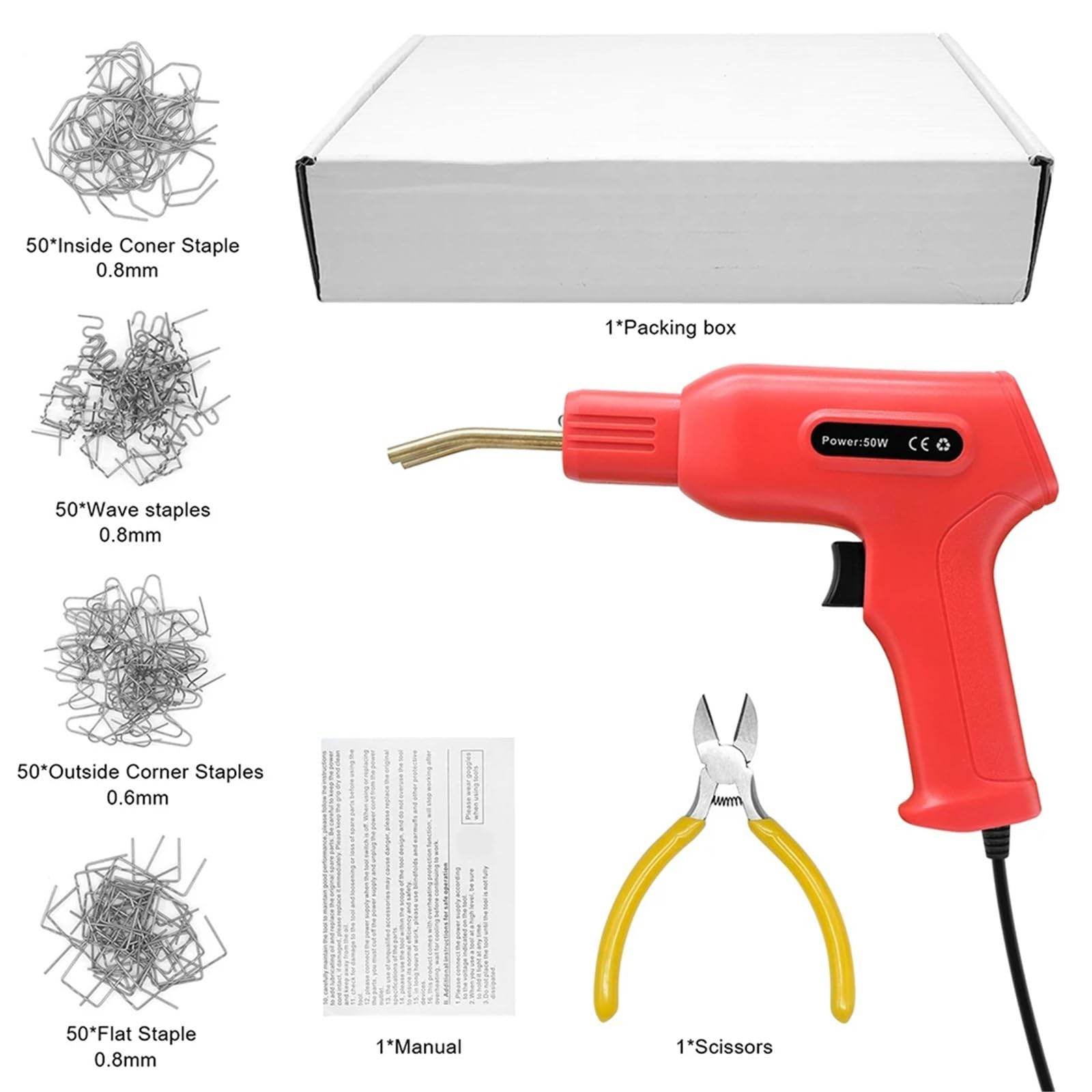 Kit di saldatura per plastica Para 200 punti metallici da 50 W, pistola termica, strumenti per la manutenzione paraurti 'automobile Kit Riparazione Paraurti Auto