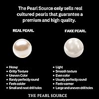 Vista 7 de THE PEARL SOURCE 14K Gold AAAA Quality Round Peach Freshwater Cultured Pearl Stud Earrings for Women Amarillo Oro