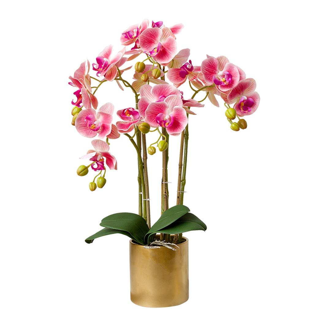 XDLEDMKIZ Artificial Flower Artificial Phalaenopsis Orchid Flower Arrangement Fake Orchids Bonsai with Vase Wedding Party Home Centerpiece Decor Home Decor Wedding Party