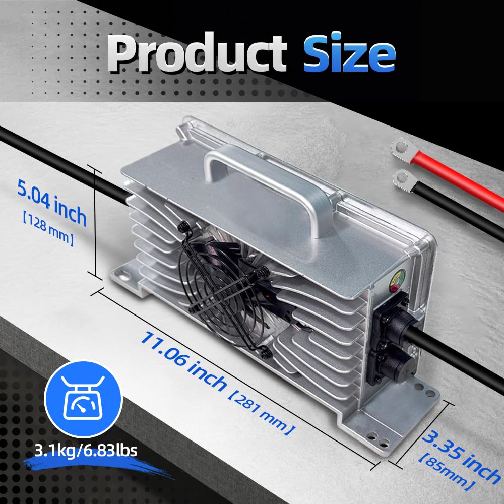 WattCycle Battery Charger, 48V 15A, LiFePO4, Aluminum Shell