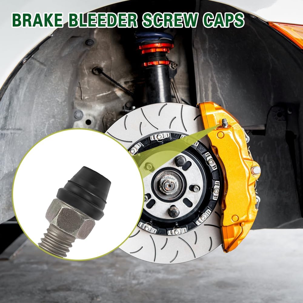 18PCS Car Brake Bleeder Screw Caps, Waterproof Dustproof Rubber Grease Fitting Caps,Universal Zerk Fitting Cap Car Accessories for Most Cars Trucks Motorcycles