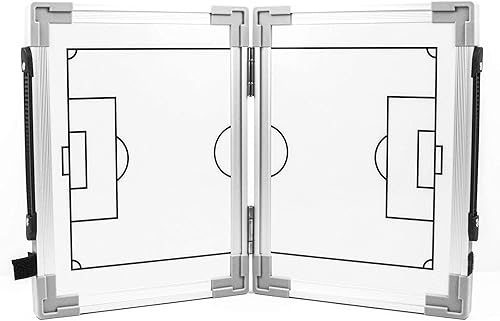 Soccer Innovations Tablero de entrenamiento táctico magnético con bisagras, pizarra blanca de borrado en seco extremadamente portátil para