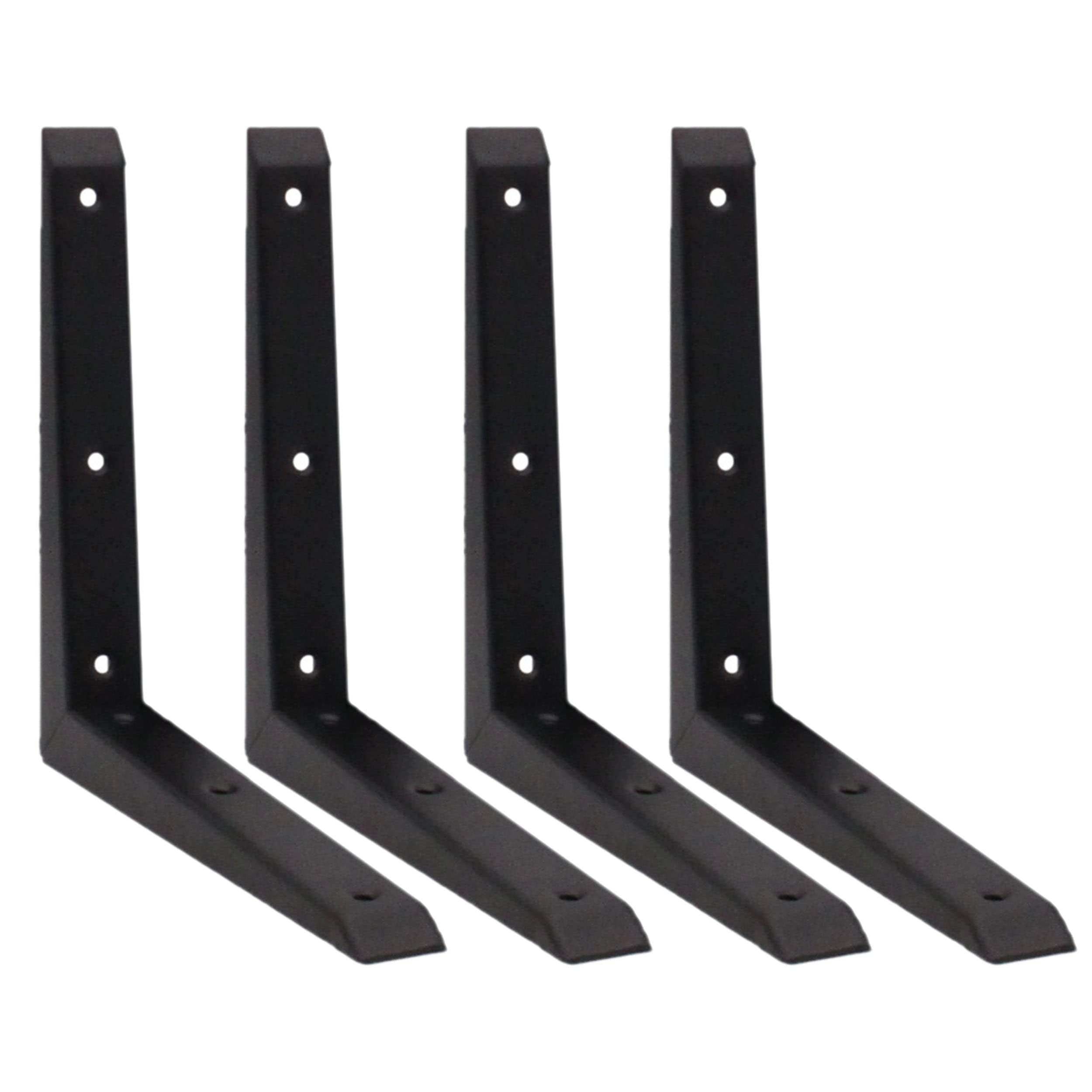Strong Shelf Bracket Mitre Reinforced Pattern | 200 x 200mm | Black | Pack of 4 | EAI Brand