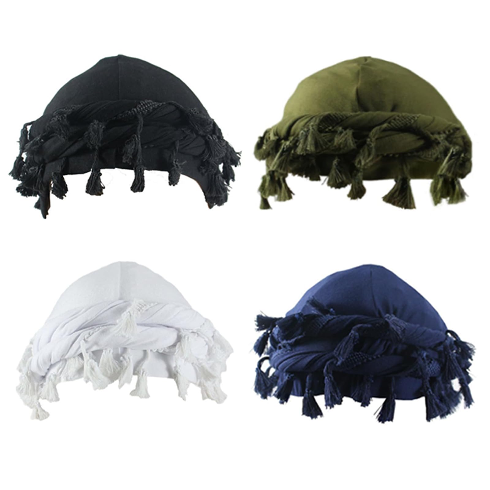 LECREA4PCS Durag Turban for Men Vintage Twist Head Wraps for Women Halo Modal and Satin Beniee Hat Tassel Elastic Cap