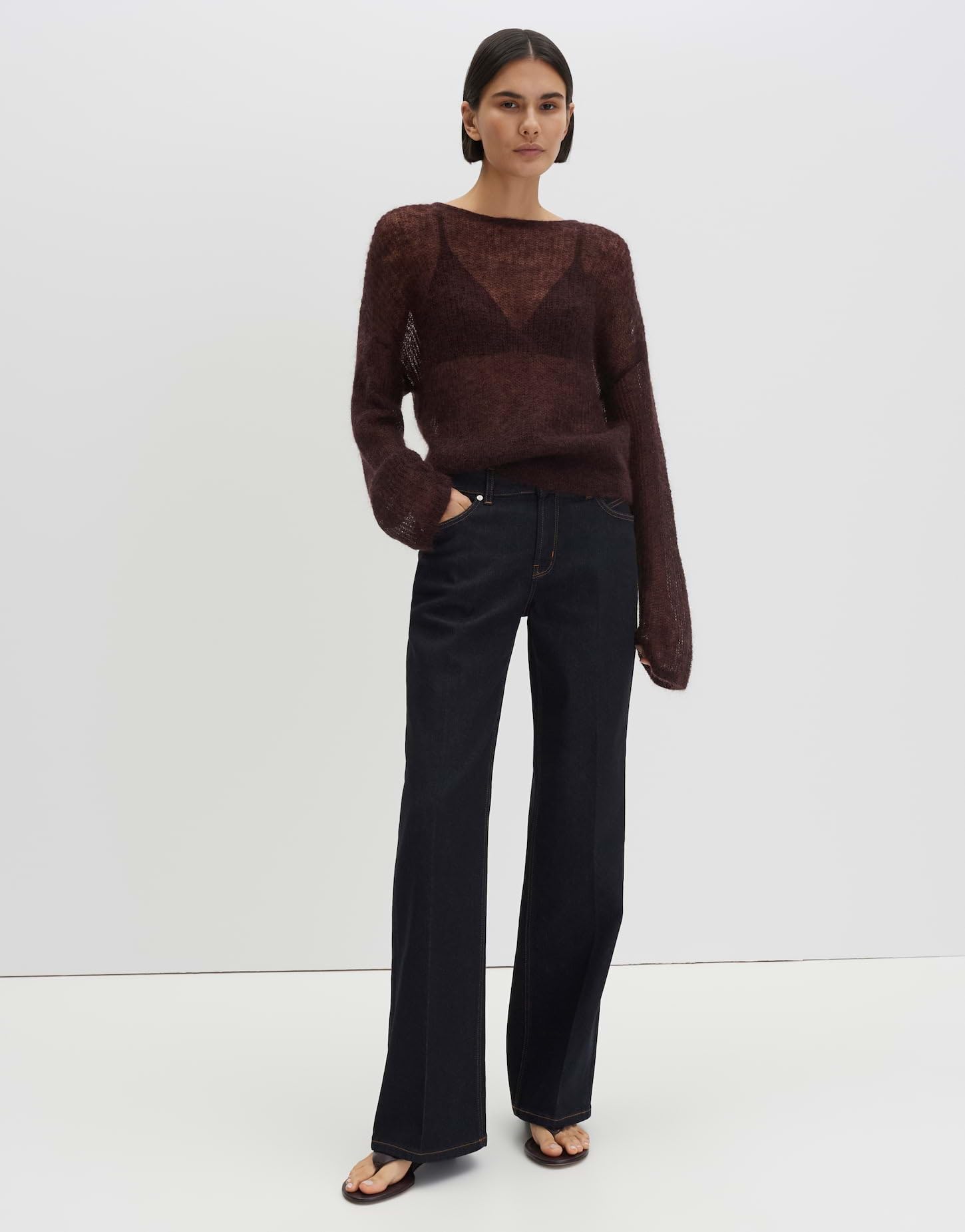 someday Damen Pullover | Statement Stricker aus Mohair Woll Mix Loose Fit Mahogany, 36